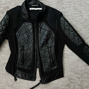 Women’s Classic Leather Mesh Moto Jacket- Black size M